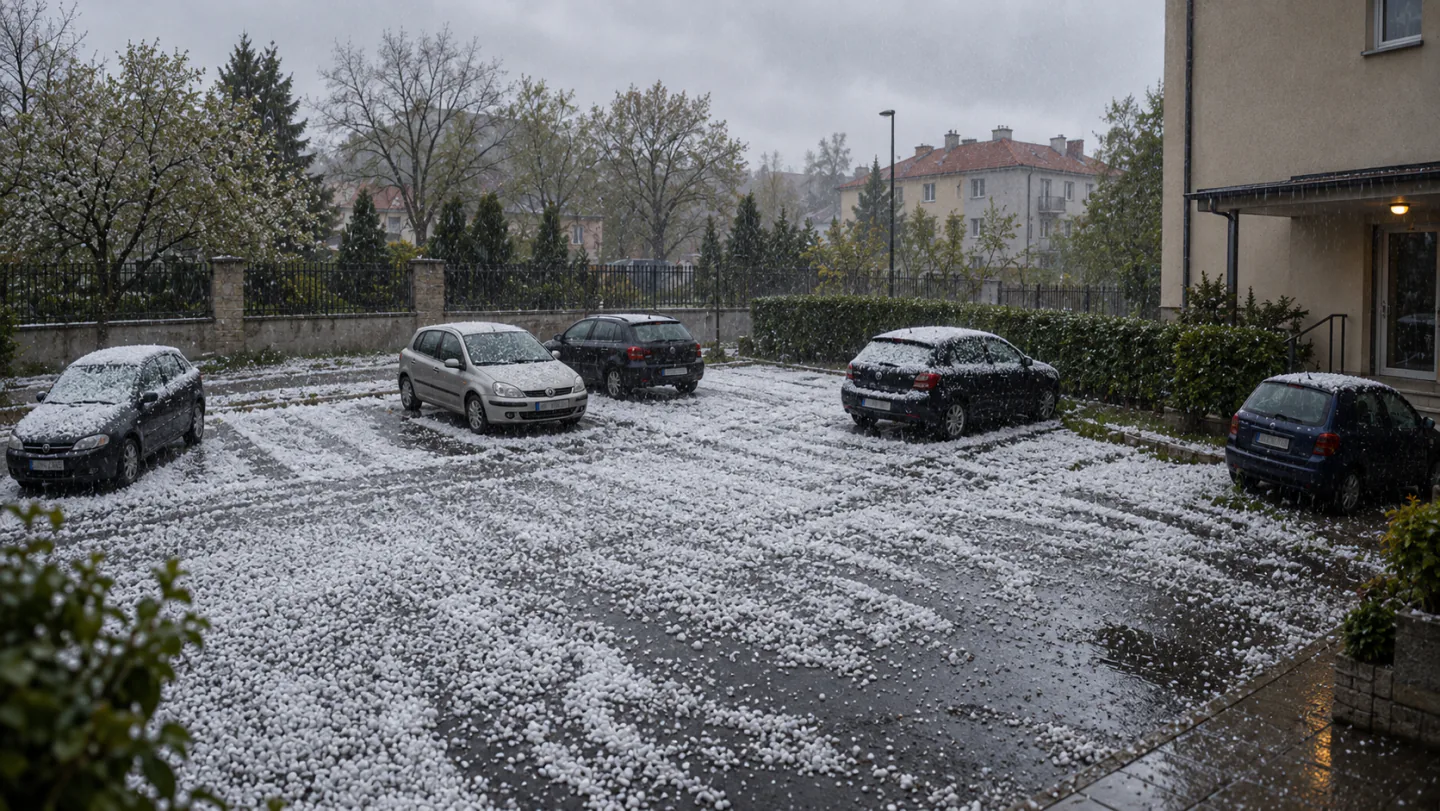 Parking podczas opadu gradu